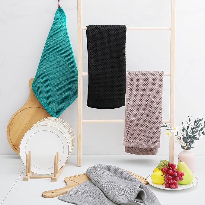 Homaxy 100% Cotton Waffle Weave Kitchen Dish Towels 4-Pack, Ultra Soft - Image 6