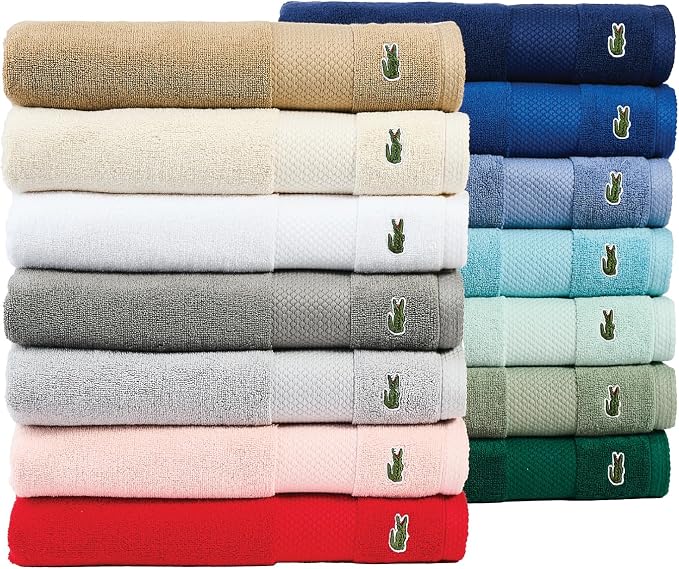 Lacoste Heritage 100% Supima Cotton Hand Towel 16" x 30", Mint | Highly - Image 5