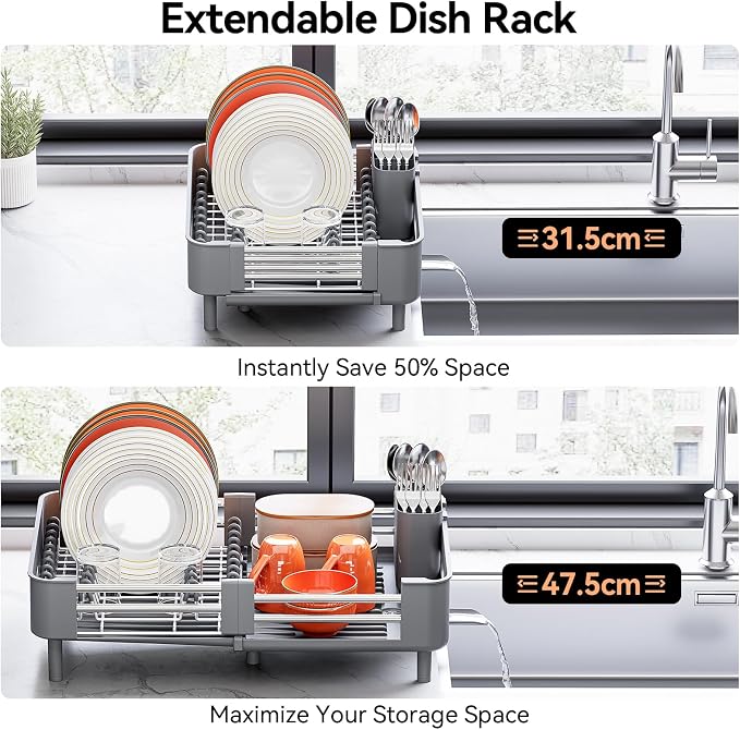 Urackify Extendable Stainless Dish Drying Rack - Image 3