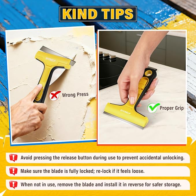 DIYSELF Floor Scraper with 10 Extra 4" Razor Blades, Razor Scraper Tool | Razor - Image 5