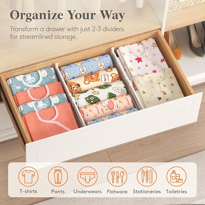 Lifewit 5" Tall Drawer Dividers, Adjustable Deep Drawer Organizer Clothes | 12 - Image 10