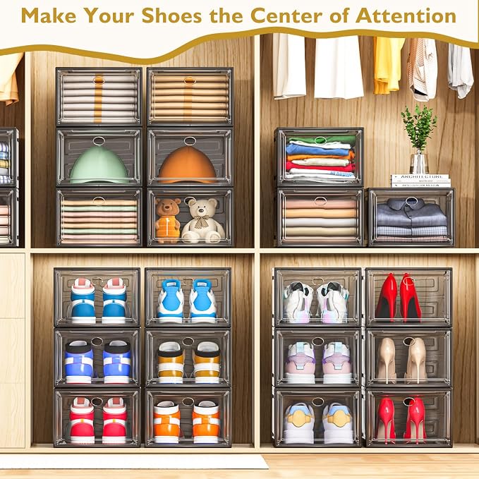 12 Pack Shoe Organizer, Stackable Shoe Storage Boxes - Image 6