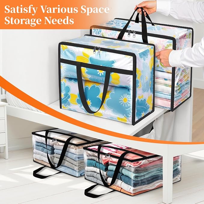 SpaceTrove Clear Storage Bags, foldable waterproof moving bags store comforters - Image 3