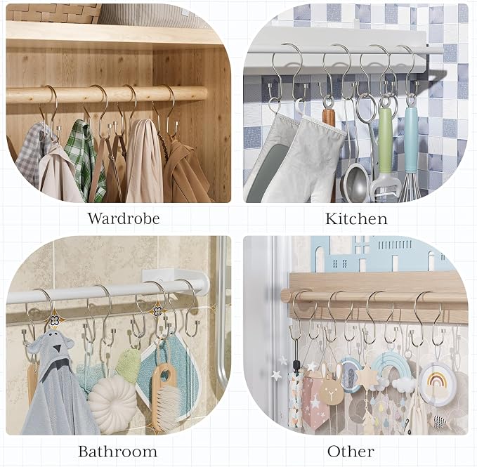 Bathway Shower Curtain Hooks Nickel Shower Curtain Rings - Image 7