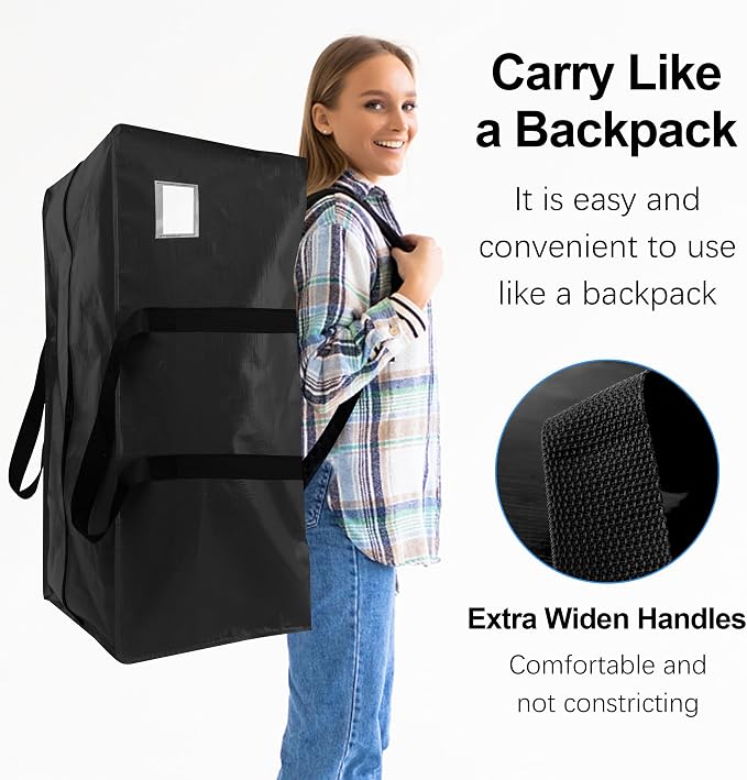 VELVETSURE 12 Pack Heavy Duty Extra Large Moving Bags W/Backpack Straps - Image 4
