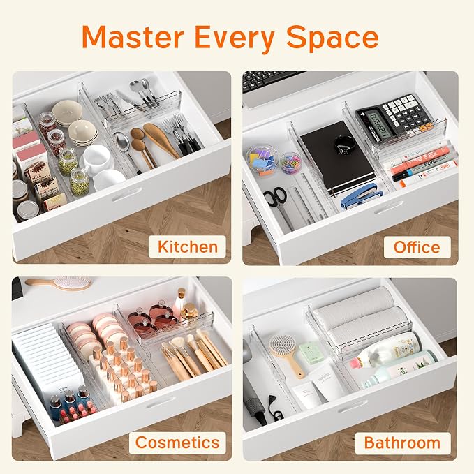 12 Pack 2.36" High Shallow Drawer Dividers, 12.5"-21.3" Expandable | Adjustable - Image 9