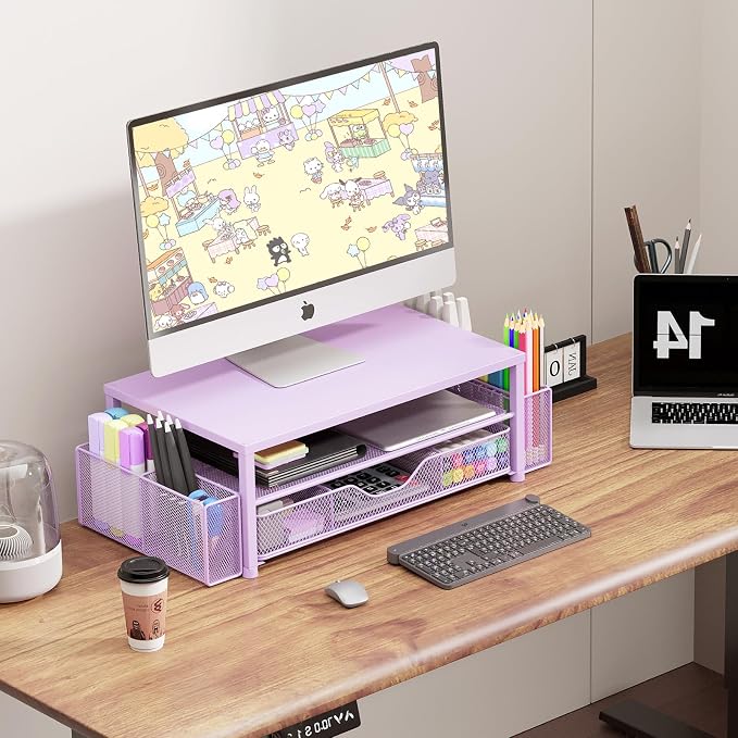 Desk Organizer and Accessories, 2-Tier Computer Monitor Stand Riser - Image 5