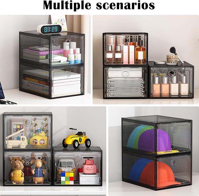 ARSTPEOE 6-Pack Black Shoe Storage Boxes Magnetic Stackable - Image 5