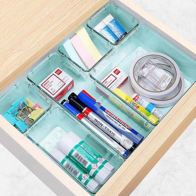 23 PCS Drawer Organizer Set, 5 Size Bathroom and kitchen organizer Trays | - Image 6