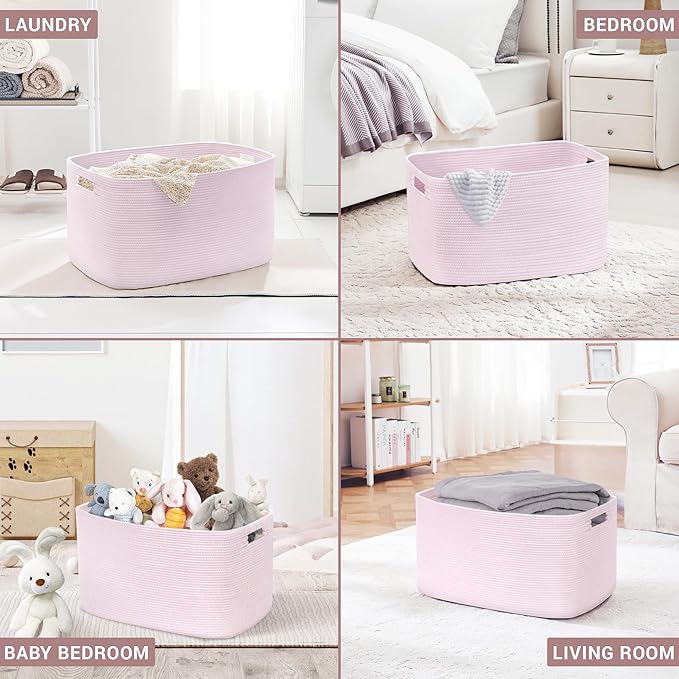 45L Small Woven Laundry Basket Hamper - Image 3