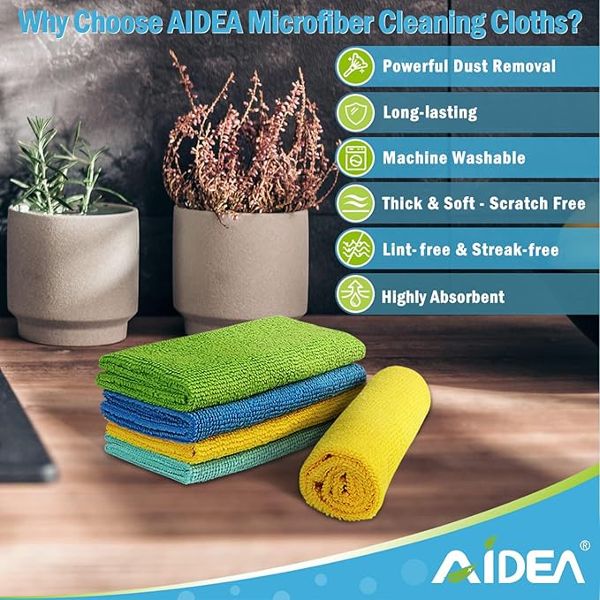 AIDEA Microfiber Cleaning Cloth, Soft Absorbent Rags, Microfiber Towels - Image 2
