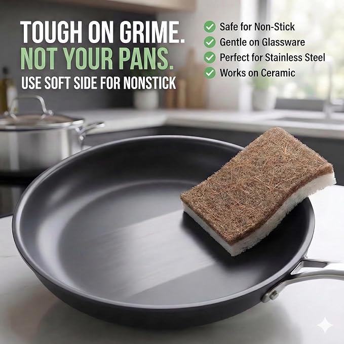 12 Pack Washing Up Sponges, Eco Kitchen Dish Cleaning Sponges, Biodegradable & - Image 7