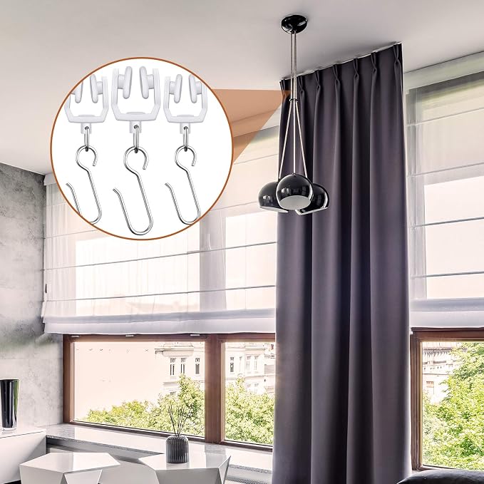Jetec 180 Pcs Curtain Track Hooks Rollers Ceiling Mount S Hooks, Straight - Image 5