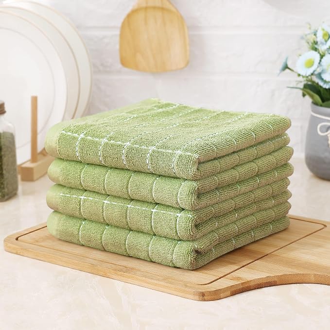 Homaxy 100% Cotton Terry Kitchen Towels, 12 Pack, Sage Green - Image 8