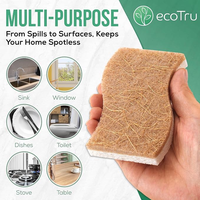 12 Pack Washing Up Sponges, Eco Kitchen Dish Cleaning Sponges, Biodegradable & - Image 8