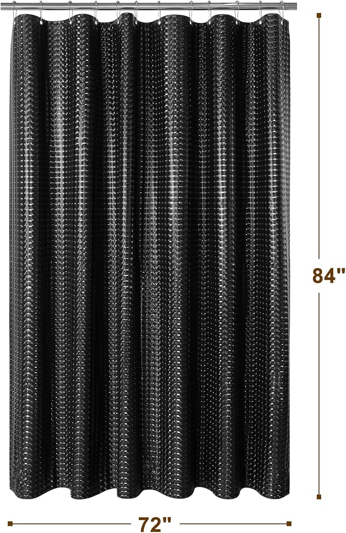 Barossa Design Extra Long Shower Curtain Liner Dimensional Black - Image 6