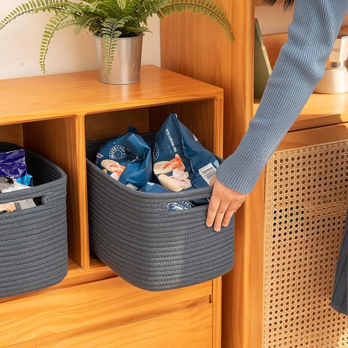 OIAHOMY 4 Pack Storage Baskets for Organizing 15L Cube Storage Bins Blue - Image 4