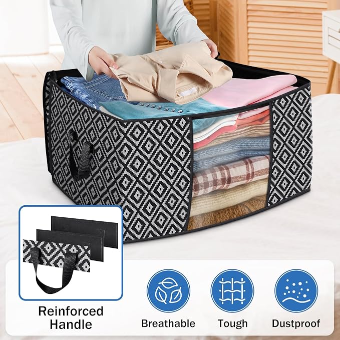 100L 6 Pack Storage Bags, Foldable Clothes Bins - Image 5