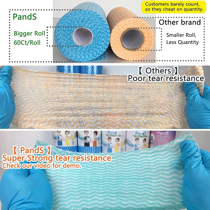 Reusable Paper Towels Washable Roll 60 Ct, Heavy Duty Odor Free, Disposable - Image 2
