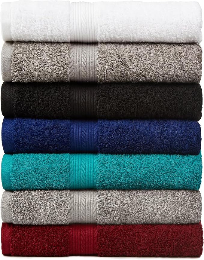 Amazon Basics 6-Piece Fade-Resistant 100% Cotton Towel Set - Image 2