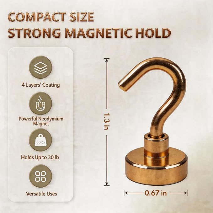 Neosmuk Magnetic Hooks, 30lb Heavy Duty, 15 Pack - Image 5