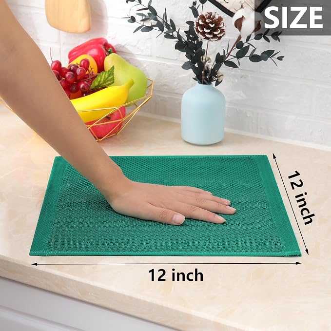 Homaxy 100% Cotton Waffle Weave Kitchen Dish Cloths 8-Pack, Dark Green | 12 x - Image 5