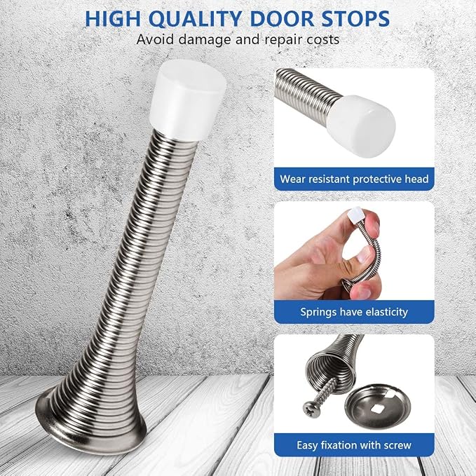 KISEER 12 Pack Spring Door Stops 3 1/4 Inch Flexible Heavy Duty Spring Door - Image 3