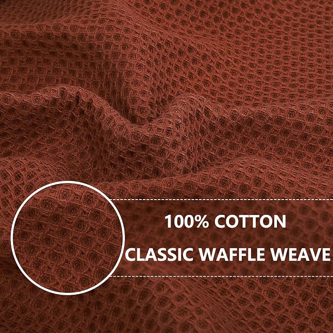 Homaxy 100% Cotton Waffle Weave Kitchen Dish Cloths 6-Pack, Rust | 12 x 12 - Image 2