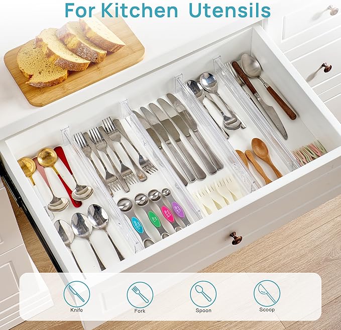 Vtopmart 2.36" Short Upgrade Drawer Dividers 12.8"-22.3" Expandable 8 Pack | - Image 5