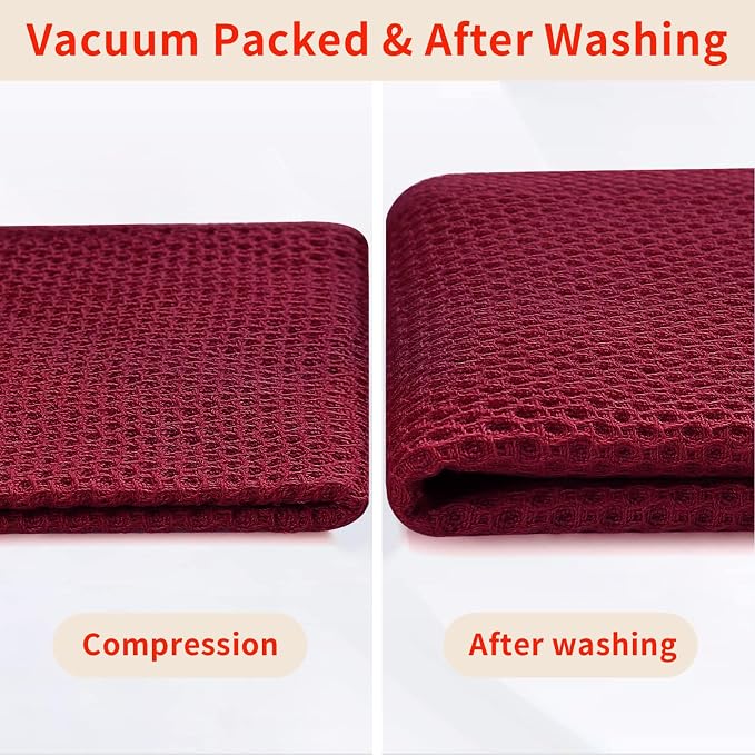 Homaxy 100% Cotton Waffle Weave Kitchen Dish Cloths 6-Pack, Magenta | 12 x 12 - Image 7