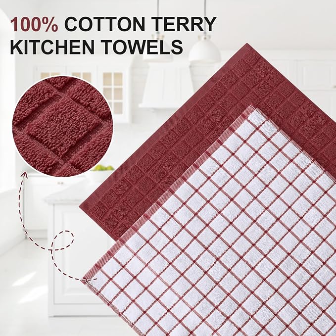 Homaxy Large Premium Cotton Kitchen Towels 16"x 28", 8 Pack - Image 2