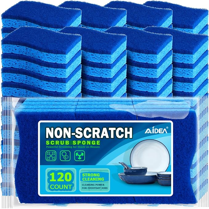 AIDEA Sponges Kitchen-120Count, Non Scratch Scrub Sponge, Dish Sponges | by AIDEAHOME