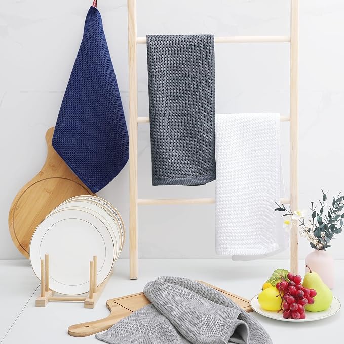 Homaxy 100% Cotton Waffle Weave Kitchen Dish Towels 12-Pack, Light Gray | 13 x - Image 6