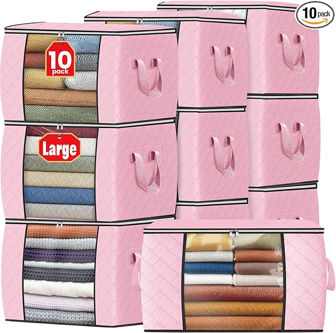 90L Clothes Storage, Foldable Thick Fabric Blanket Storage Bags | Foldable by Fabtotes