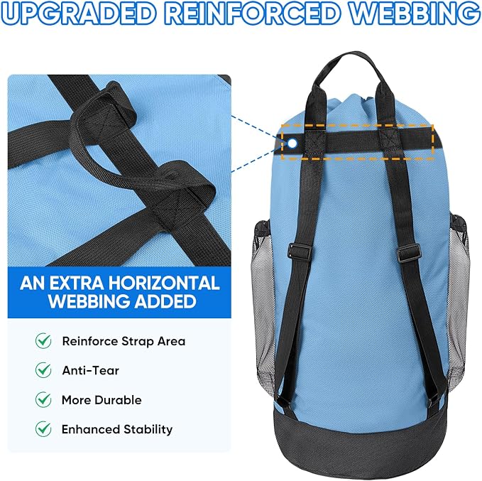 BALEINE 120L Laundry Bag Backpack, 900D Oxford Fabric Large Travel Laundry Bags - Image 4