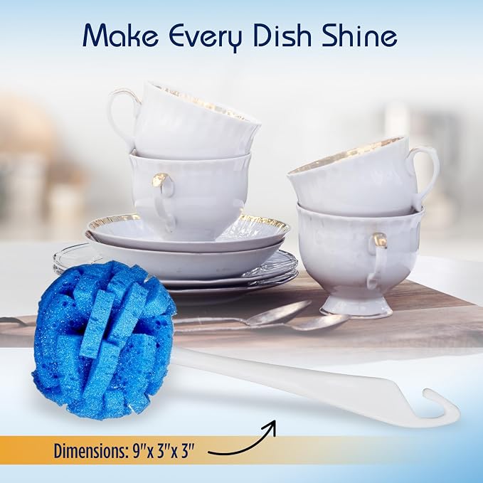 Compac Home Dish Wand China Durable Foam Sponge Petals Brush and Clean Dishes - Image 8