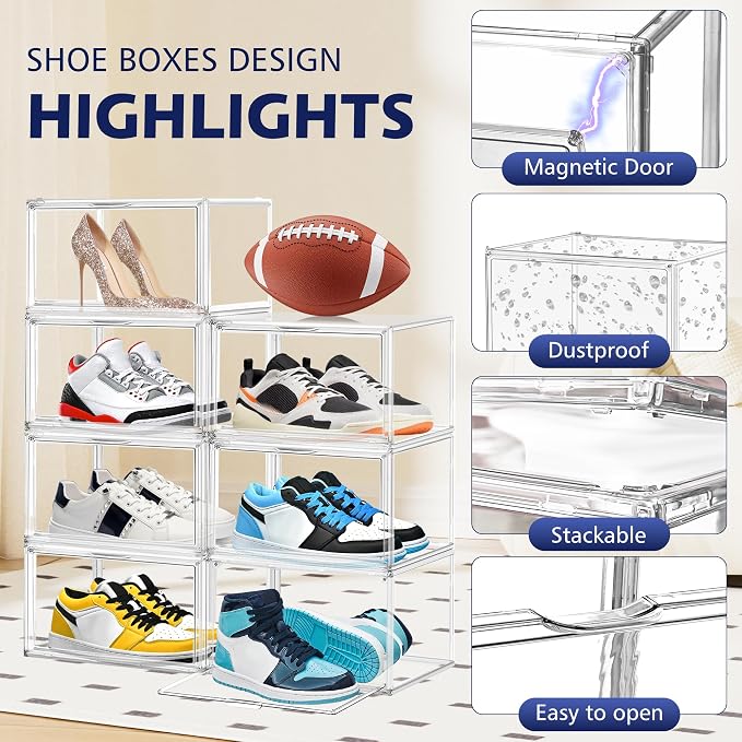 12 Pack Drop Front Shoe Boxes Acrylic Box Sneaker Case, Size 12 - Image 3
