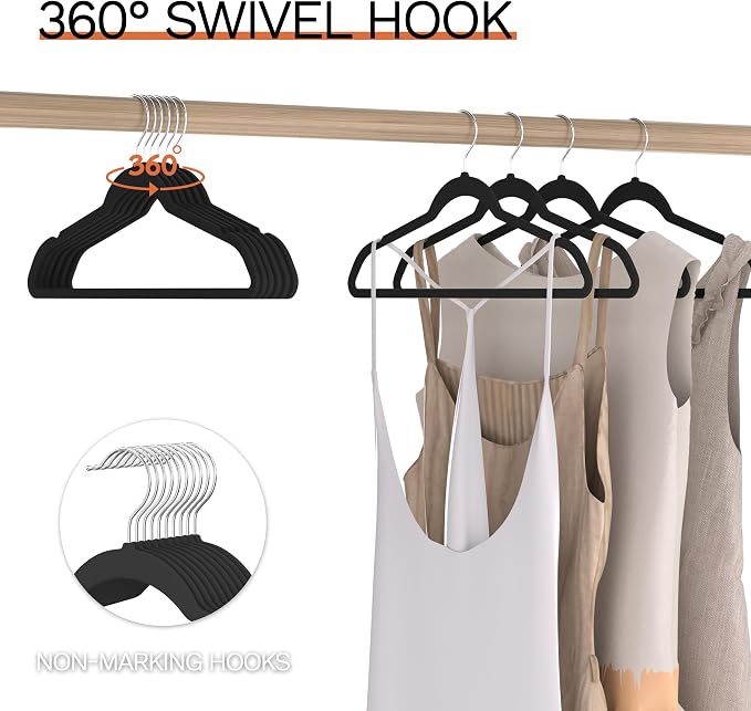 Black Velvet Hangers 20 Pack, Slim Space Saving Suit Hangers - Image 6