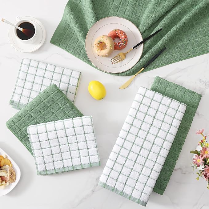 Homaxy Large Premium Cotton Kitchen Towels 16"x 28", 6 Pack, Grass Green - Image 9