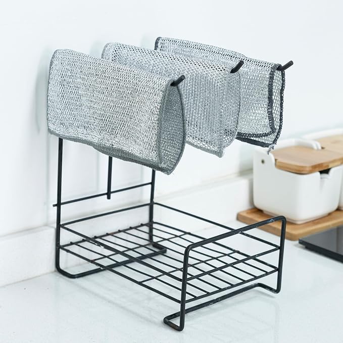 5 Pack Extra Large Non Scratch Wire Dishcloths, 30x30cm Double-Layer Silver - Image 8