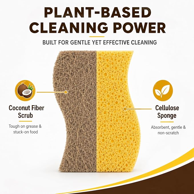 Natural Kitchen Sponges for Dish, Non-scratch cleaning, Rich lasting foam - Image 3