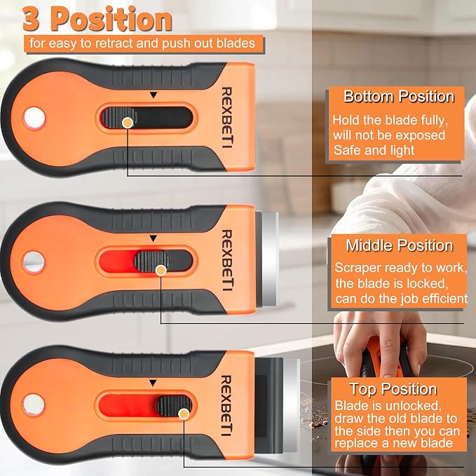 REXBETI Razor Blade Scraper Tool, 2 Pack Windows, Glass Stovetop Scraper | 2 - Image 6