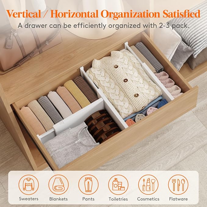 Lifewit 6" Tall Upgrade Drawer Dividers, Adjustable Deep Drawer Organizer | - Image 5