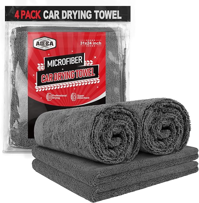 AIDEA Microfiber Towels for Cars-4PK, Large Professional Car Drying Towel by AIDEAHOME