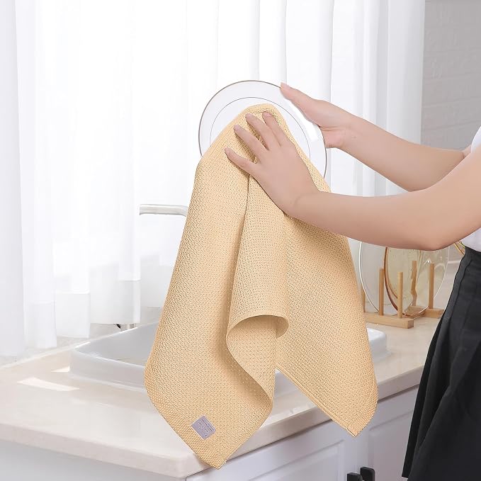 Homaxy 100% Cotton Waffle Weave Kitchen Dish Towels 4-Pack, Apricot | 13 x 28 - Image 4