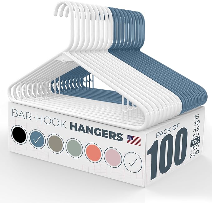Plastic Hangers 100 Pack – Made in the USA – 6lb Capacity Standard Clothes by NeatiesHangers