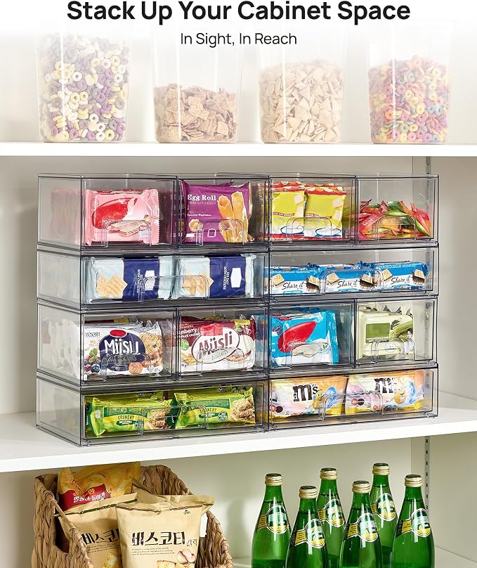 Vtopmart Clear Stackable Storage Drawers Set of 5, Plastic Organizer Bins | - Image 6