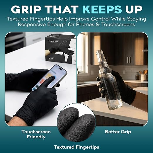 Disposable Black Nitrile Gloves Medium 50 Count - Image 5