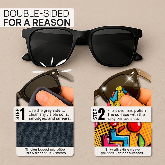 Microfiber Wholesale Quick Cloth Glasses Cleaning Cloths – 5x7 Popart | 2 Pack - Image 3