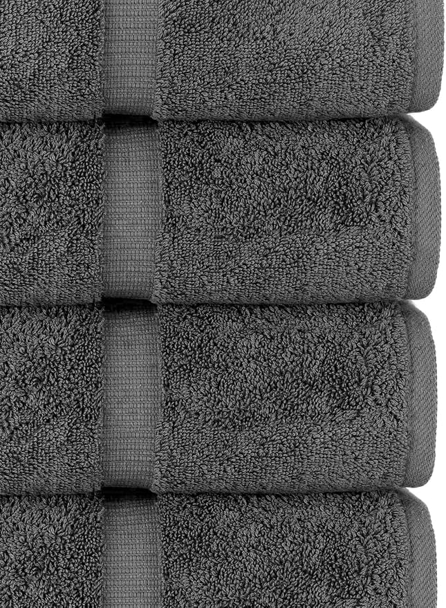 Chakir Turkish Linens 100% Cotton 4-Pack Bath Towels 30x60, Dark Gray | Premium - Image 2